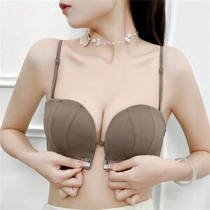 
New half-cup pure lust front-button underwear for women with small breasts, push-up, no steel ring, no straps, non-slip girly bra