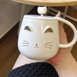 Jingdezhen Cat Ceramic Water Cup Mug High Aesthetic Value Household Japanese-Style Cute Cartoon Couple Creative Unisex
