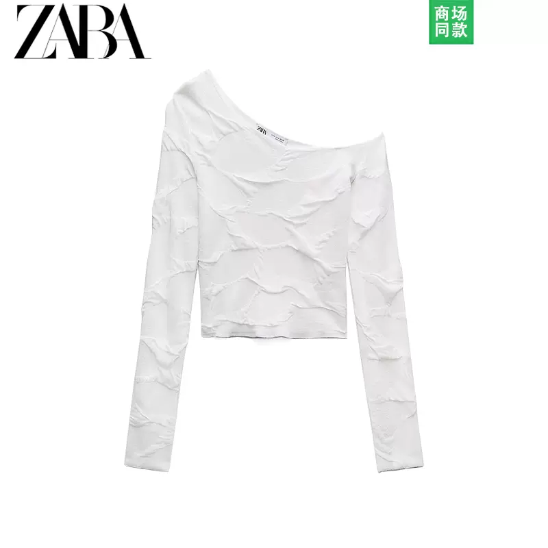 ZARA KISS夏季新款美式修身圆领高腰露脐短款短袖t恤女3641312-Taobao 