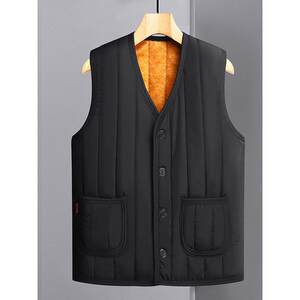 
Plush vest, men's vest, fur lining, new dad's outfit, large size vest, middle-aged and elderly waistcoat, thickened cotton clothes