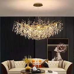 Light luxury living room crystal chandelier, high-end luxury crystal lamp, simple and elegant, French style, luxury duplex, American style branch
