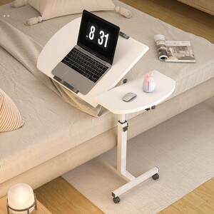 
Simple notebook standing office computer desk for bed, floor-standing mobile lifting bedside table accessories
