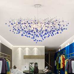 Light luxury living room chandelier creative blue chandelier hall main light personalized art branch water drop restaurant light