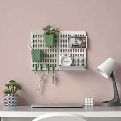 Punch-free household hole board wall dormitory kitchen bathroom wall storage rack shelves wall hanging storage hook rack