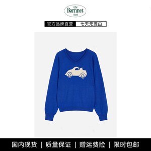 
[Ready Stock] theBarnnet shell Korean niche car dog pattern V-neck sweater sweater