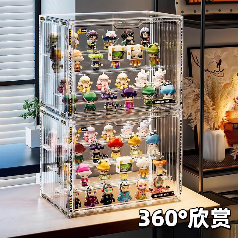 盲盒收纳展示架手办盒子透明家用防尘乐高柜娃娃公仔玩偶泡泡玛特-淘宝网