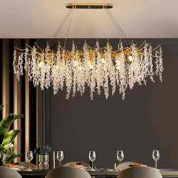 French light luxury living room crystal chandeliers villa bedroom lamp aluminum creative dining branch hall lamp grape chandeliers