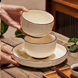 Underglaze Colored Ceramic Bowl for Home Use, 2026 New Model, Beautiful Rice Bowl, Thickened Soup Bowl, Noodle Bowl, Tableware Set Combination