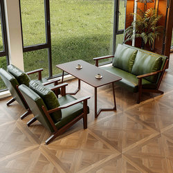 Retro Cafe Table and Chair Set, Milk Tea Shop, Bar, Balcony, Leisure, Homestay, Hotel Sofa, Negotiation, Reception