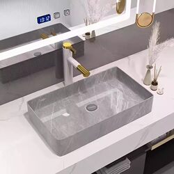Nordic Light Luxury Gray Countertop Washbasin for Home Bathroom Ceramic Wash Basin Balcony Wash Basin Single Basin