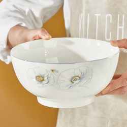 Jingdezhen Soup Bowl for Home Use, 2026 New Model, High Aesthetic Value, New Chinese Style Ceramic Tableware, Microwave-Safe Large Soup Bowl, Large Noodle Bowl
