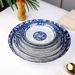 [Blue and White Porcelain Plate 8inch Underglaze Color] Set of Household Bone China Dishes, Household Ceramic Creative Plates