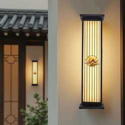 Outdoor waterproof wall lamp villa fence gate courtyard lamp balcony Chinese style pillar wiring solar energy simple modern
