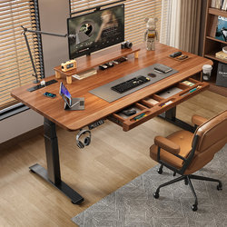 Solid Wood Electric Lift Table, Home Computer Desk with Drawer, Study Desk, Office Desk, Gaming Desk, Workbench