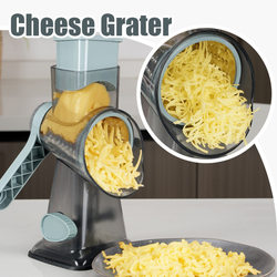 Hand-Cranked Vegetable Cutter, Multifunctional for Shredding, Slicing, Grinding, and Chopping Vegetables Like Onions, Cucumbers, Cheese, Nuts, and Potatoes, Commercial-Grade Stainless Steel