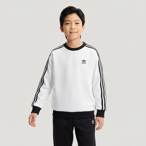 
adidas Adidas clover boys black and white three stripes sports casual versatile long-sleeved T-shirt KW1186