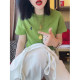 Pony embroidered apple green short-sleeved T-shirt women's summer 2025 new top short slim shoulder-length ladies
