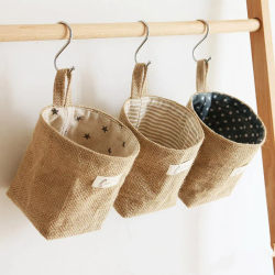 Japanese-Style Cotton and Linen Storage Bag, Wall-Mounted Dormitory Storage Fabric Hanging Pouch, Miscellaneous Items Organizing Bag