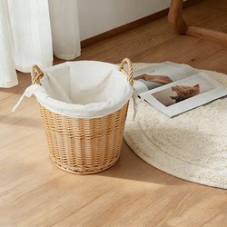 Large Rattan and Wicker Laundry Basket, Toy, Snack, Miscellaneous Items, Building Block Storage Basket, Clothes Basket, Clothes Holder