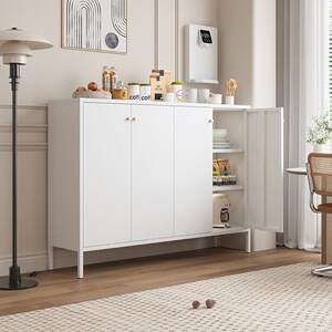 
Light luxury glass sideboard living room storage locker small apartment multi-layer adjustable iron cabinet simple tea cabinet
