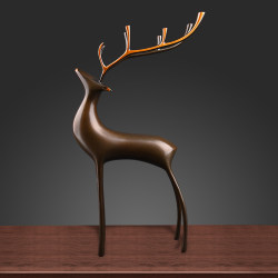 A Deer Follows You, Brass Fortune-Bringing Deer, Light Luxury Wine Cabinet Decoration, Office Desktop, Home Tv Cabinet, Living Room Ornament