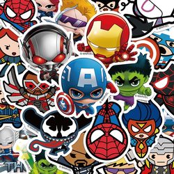 50 Q-Version Avengers Stickers, Marvel Character Stickers, Cartoon Cute High-Value Stickers for Journals, Mobile Phones, Laptops, Tablets, Ipads, Luggage, Desktop Decoration, Waterproof Stickers