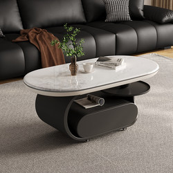 Italian-Style Light Luxury Mobile Coffee Table for Living Room, Home Use Microcrystalline Stone Sofa Side Cabinet with a High-End Feel, 2026 New Model Trolley Side Table