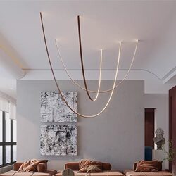 Minimalist Line Restaurant Chandelier, Creative Belt Light, Artistic Villa Living Room, Open Loft, Duplex Staircase Chandelier