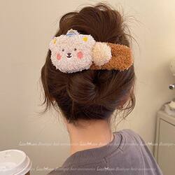 Stuffed Pudding Bear~Cute Duckbill Clip Large Hairpin Headwear 2025 New Back of the Head Girly Stuffed Clip