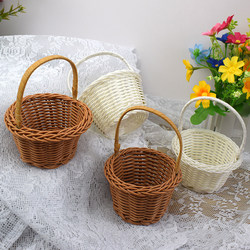 Imitation Rattan Woven Hand-Held Flower Basket, Picnic Basket, Decorative Item, Flower Shop Floral Arrangement Basket, Storage Basket, Gift Basket, Fruit Flower Basket
