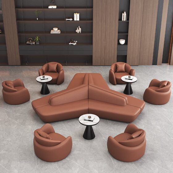 
Modern light luxury office rest area leather art sofa business reception high-end reception sofa combination Italian minimalist style