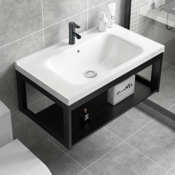 Space Aluminum Simple Washbasin Small Apartment Wall-Mounted Washbasin Cabinet Combination Bathroom Household Ceramic Washbasin