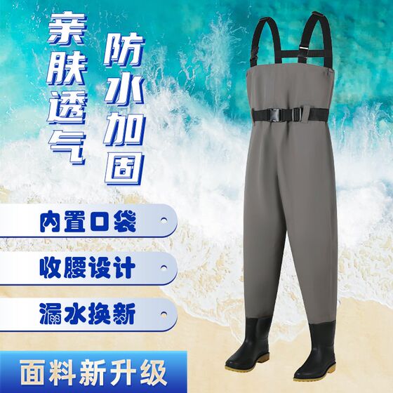 
Speedy waders, water shoes, rain pants, rain boots, one-piece, half-length leather pants, M men's leather fork, whole body, reservoir to catch fish