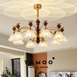 French Mid-Century Style Living Room Chandelier with Projection, Retro and High-End Feel, 2025 New Model for Dining Room, Bedroom, Hall Main Light