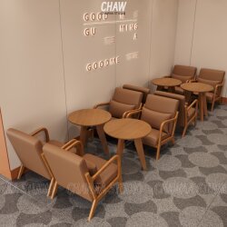 Milk Tea Shop Sofa Chair Cafe Bar Balcony Hotel Rest Area Reception Negotiation Solid Wood Leather Art Table and Chair Combination