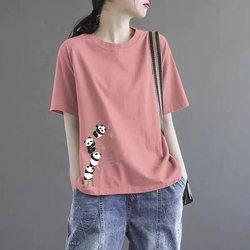 Clearance Sale Discount Store 100% Pure Cotton Short-Sleeve T-Shirt for Women, New Summer Style, Versatile, Plus Size, Casual Printed Top