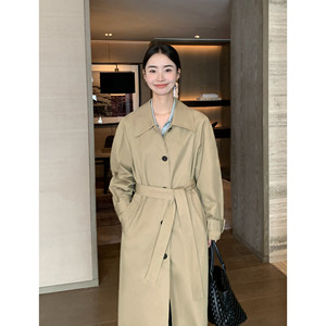 
Maven Lin combed cotton windbreaker women's temperament 2025 spring and autumn new high-end mid-length coat jacket