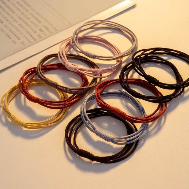 High -elastic durable rubber tendon female tie the head 2024 new double -colored hair rope leather sleeve temperament horsetta hair rope