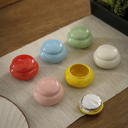 Small Mini Tea Canister Ceramic Beauty Lipstick Jar Colored Glaze Powder Medicine Powder Jar Balm Sealed Storage Container
