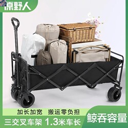 Camping Foldable Wagon for Children, Reclining Travel Large Extended Outdoor Picnic Cart, Camp Trailer