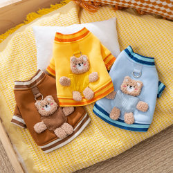 2024 New Autumn and Winter Small Dog Clothes with 3D Pockets, Bear Design, Two-Legged Hoodie, Cat Pet Clothing