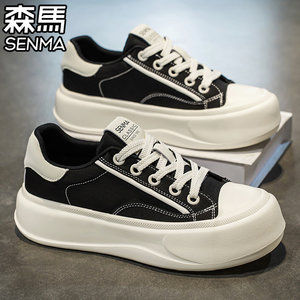 
Semir men's shoes 2026 new winter sports and leisure low-cut sneakers for teenagers thick-soled increased black canvas shoes