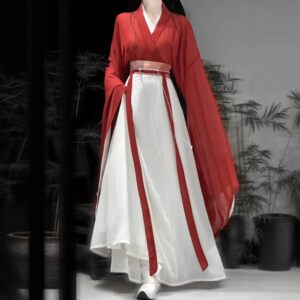 
Original Hanfu women [Red Dust] Wei and Jin style cross-neck, big sleeves, waist-length, eight-thick skirt, ancient style, ancient costume adult suit