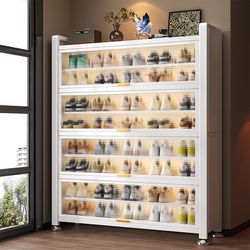 Steel Household Shoe Cabinet, Wall-Mounted Integrated Multi-Layer Storage Cabinet, Large-Capacity Indoor Entryway Dust-Proof Shoe Rack
