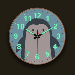 Cute Cartoon Penguin Wall Clock Bedroom Creative Luminous Silent Clock Living Room Simple Home Fashion Clock Wall Watch