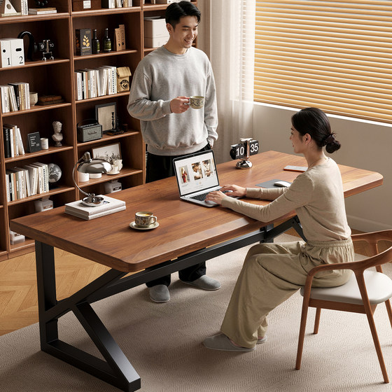 
Solid wood desktop computer table home custom desk desk double gaming table simple workbench