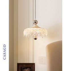 Vintage Cream Lift-Up Dining Room Chandelier Iceberg Water Drop Aisle Light French Retro Touch Bedside Chandelier Casagd