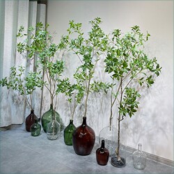 Artificial Japanese Boxwood Hanging Bell Leaf Fake Tree Single Large Branch Floor-Standing Green Plant Potted Plant for Front Desk Window Display Decoration