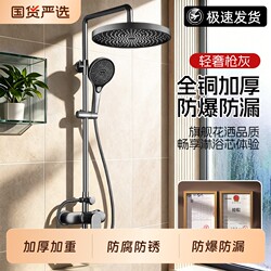 Pressurized Shower Set for Home Bathroom, Full Copper Showerhead, Complete Set with Hot and Cold Top Spray
