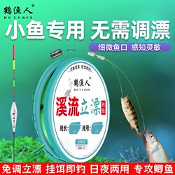 Traditional Fishing Rig for Stream Fishing with No Need to Adjust the Float, Double Hook Line Set, Specifically for Catching Crucian Carp, Small Fish, and Small Objects, Luminous Set